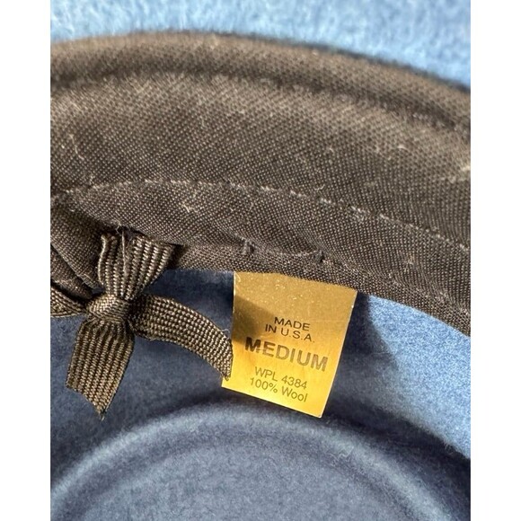 Vintage Blue Wide Brim 100% Wool Fedora Hat Braided Trim Size Medium Concave Top main image 4